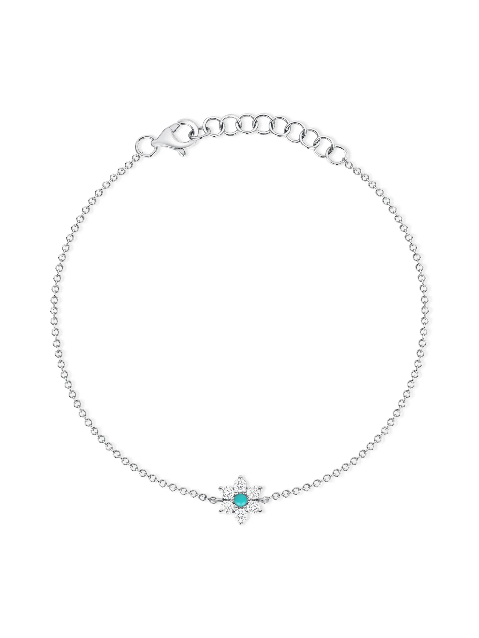 Amy Turquoise Flower Chain Bracelet 14K