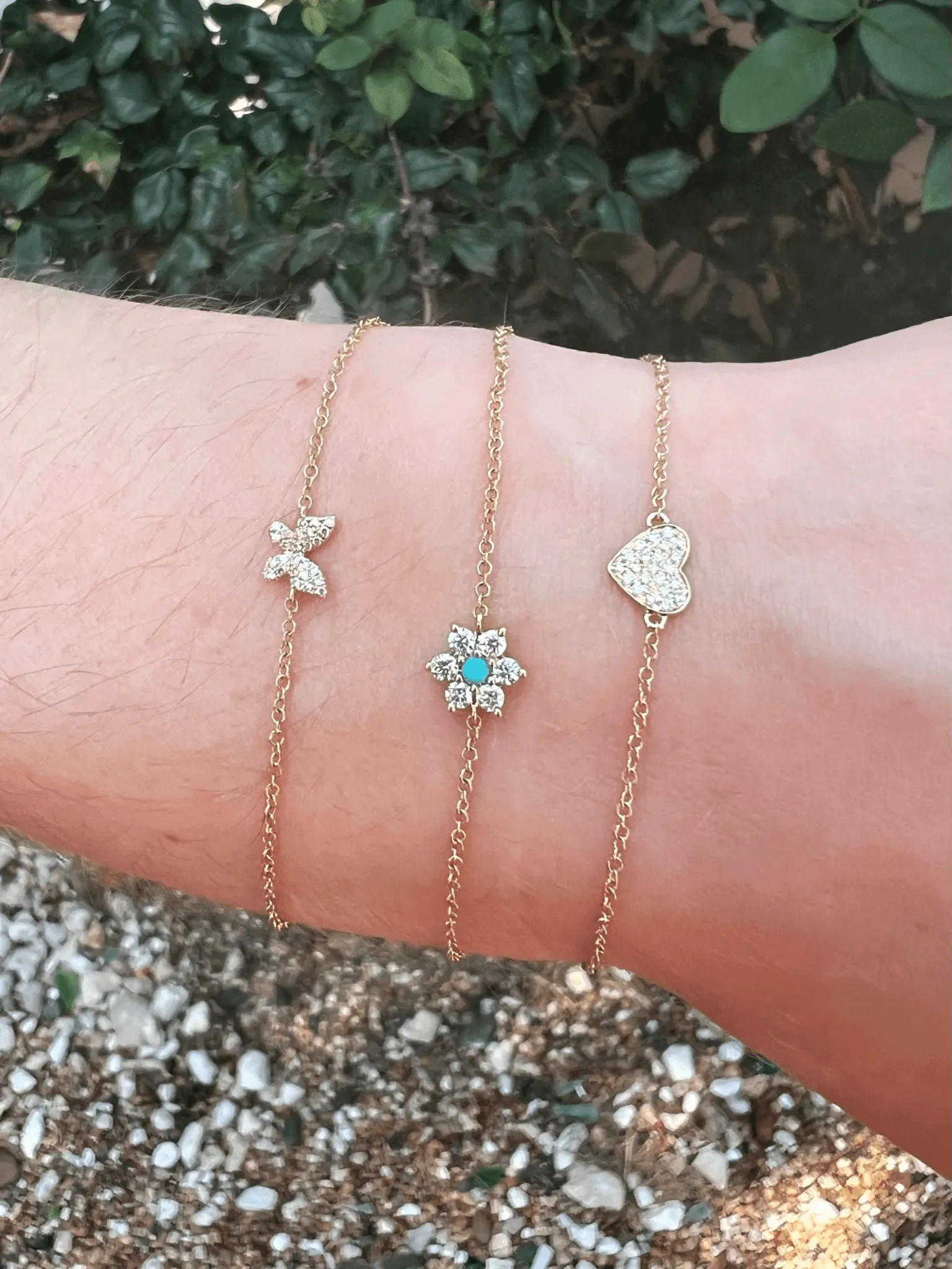Amy Turquoise Flower Chain Bracelet 14K