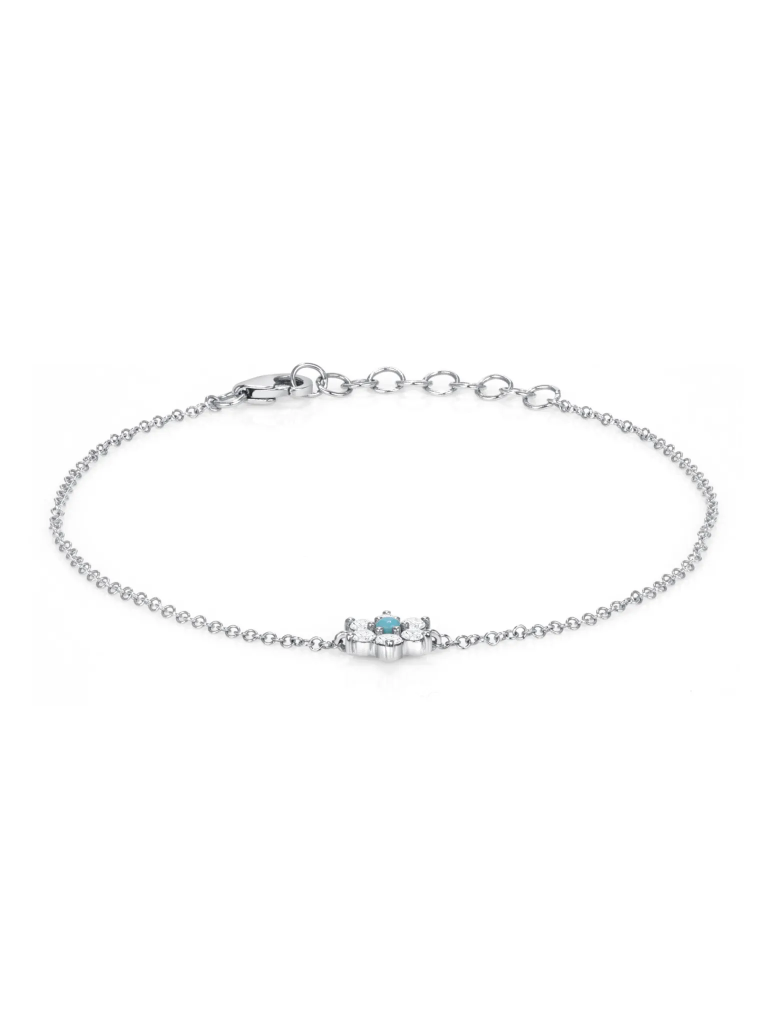 Amy Turquoise Flower Chain Bracelet 14K
