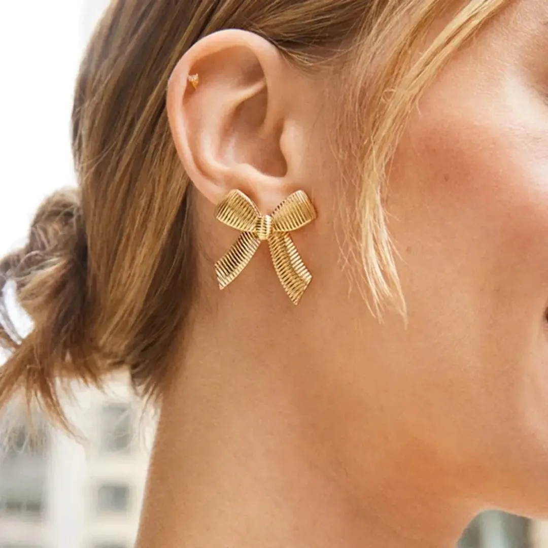 Anti Tarnish Classic Bow Stud Earring