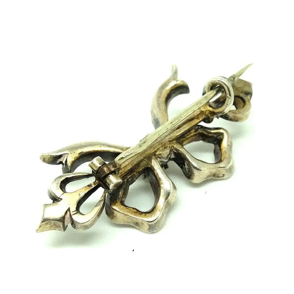 Antique Edwardian Silver Bow Brooch