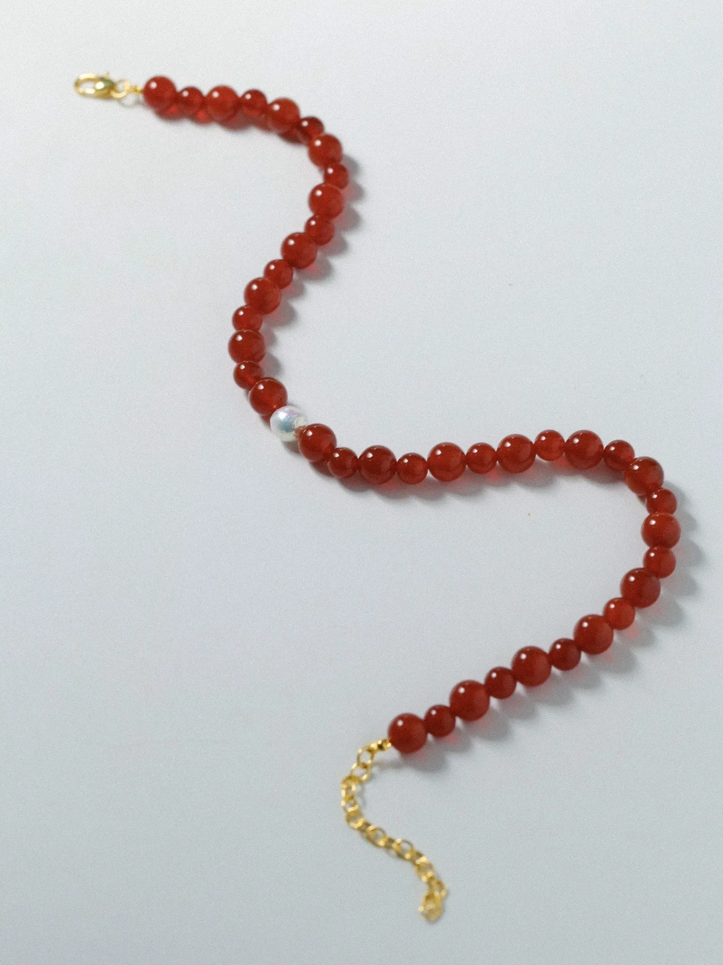 Baroque Pearl Red  Agate Necklace