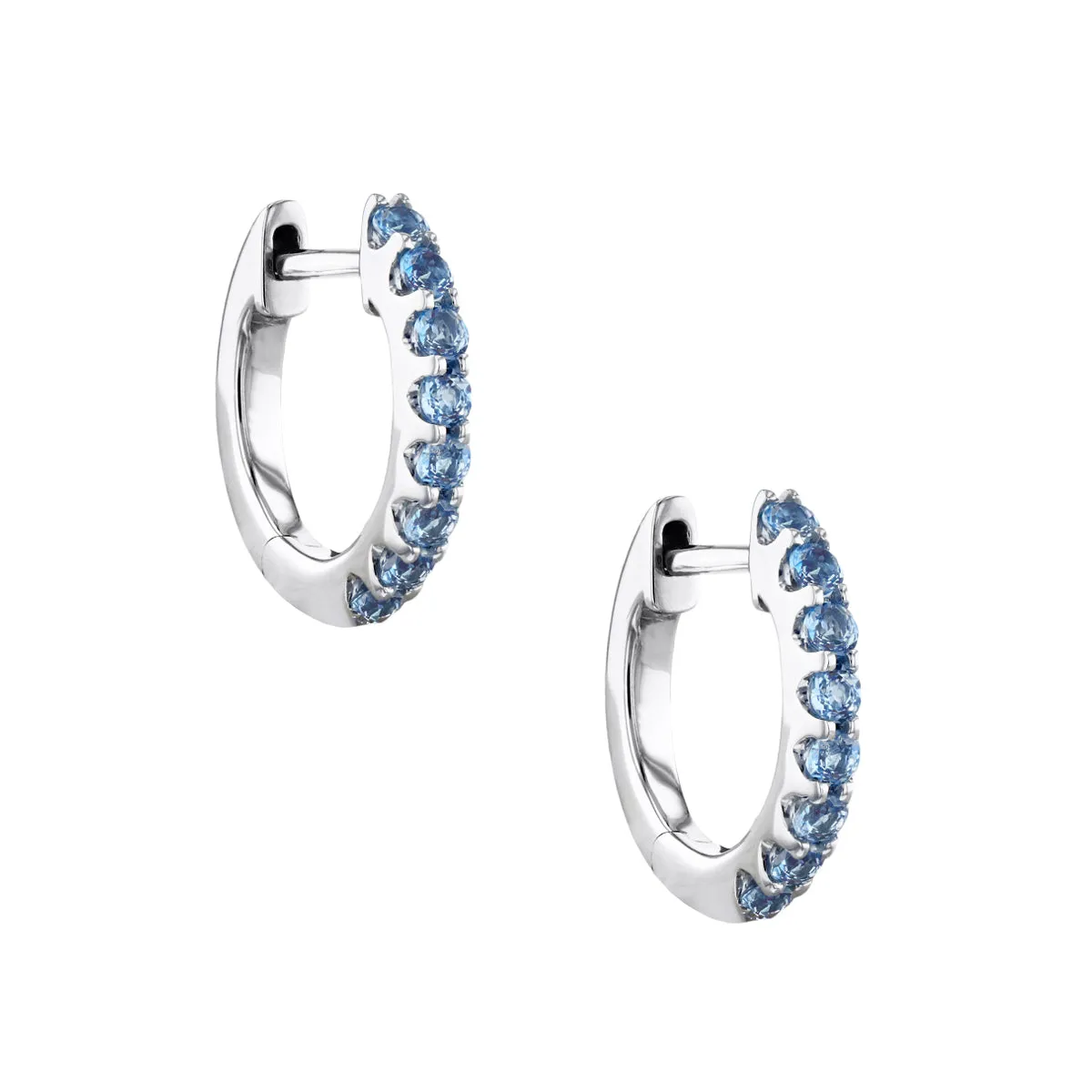 Bijou Collection 0.45ct Blue Topaz 9mm Hoop Earrings | 9K White  Gold