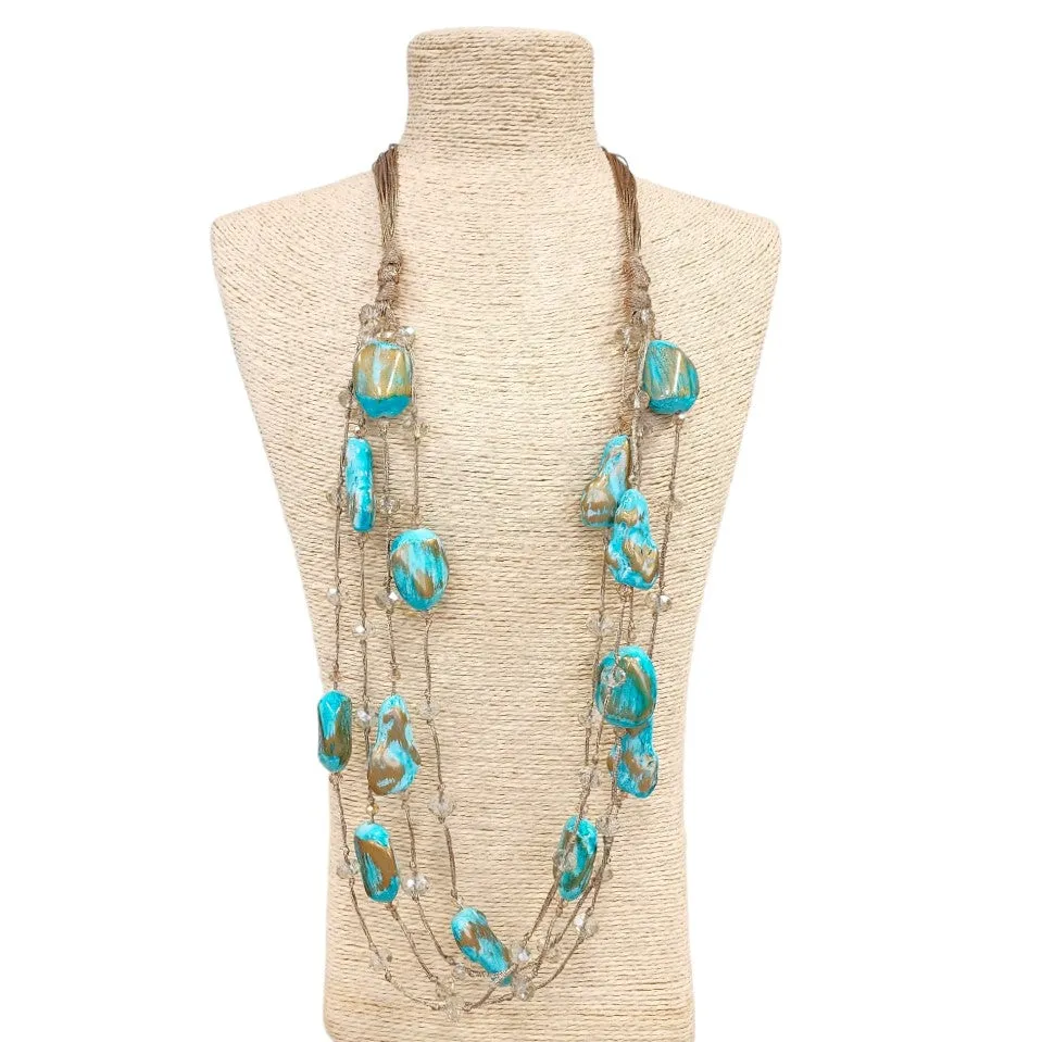 Boho Turquoise Blue Layered Necklace