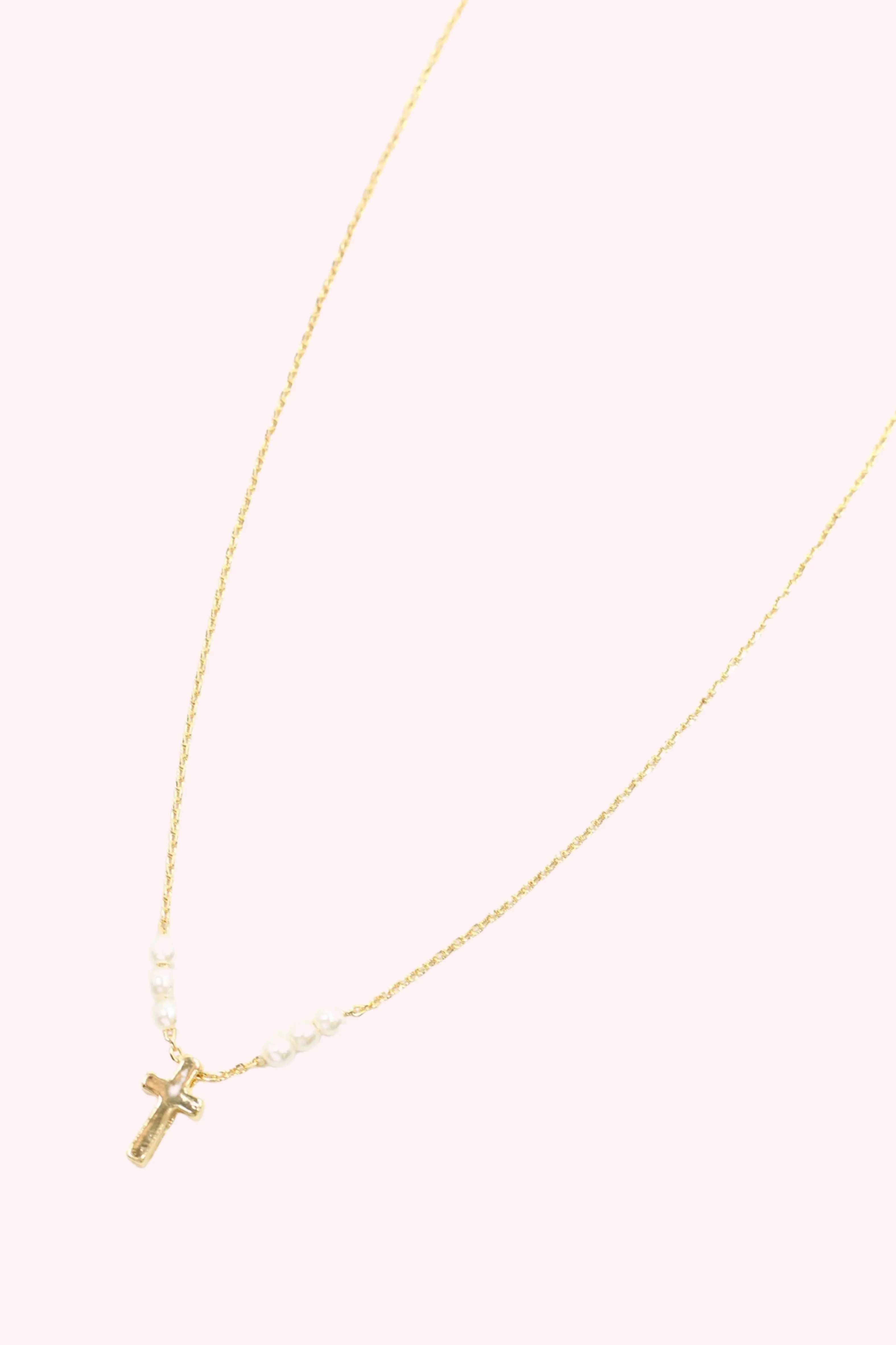 Caprol Pearl Cross Necklace