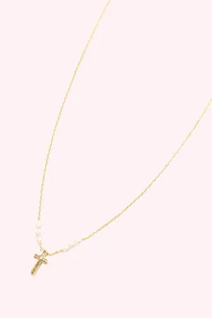 Caprol Pearl Cross Necklace