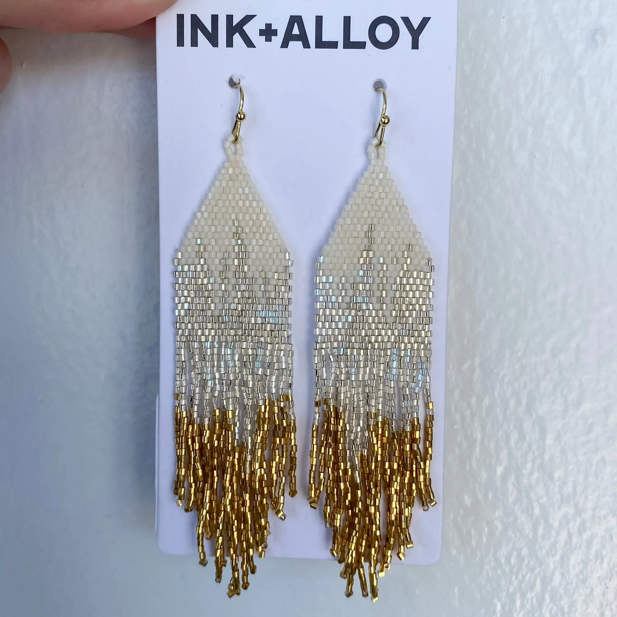 Claire Ombre Beaded Fringe Earrings St. Moritz by Ink & Alloy