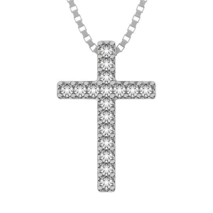 Classic Diamond Cross Pendant 1/10 Ct.Tw. In 10K White Gold