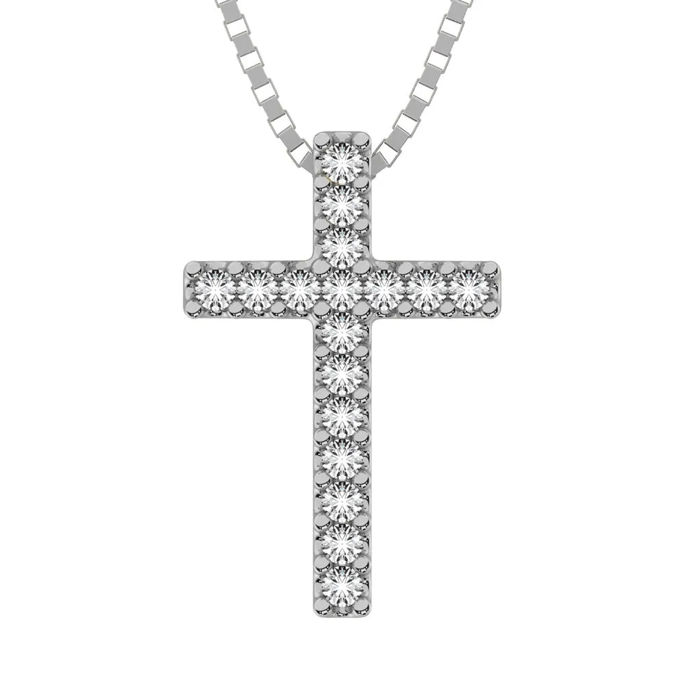 Classic Diamond Cross Pendant 1/10 Ct.Tw. In 10K White Gold