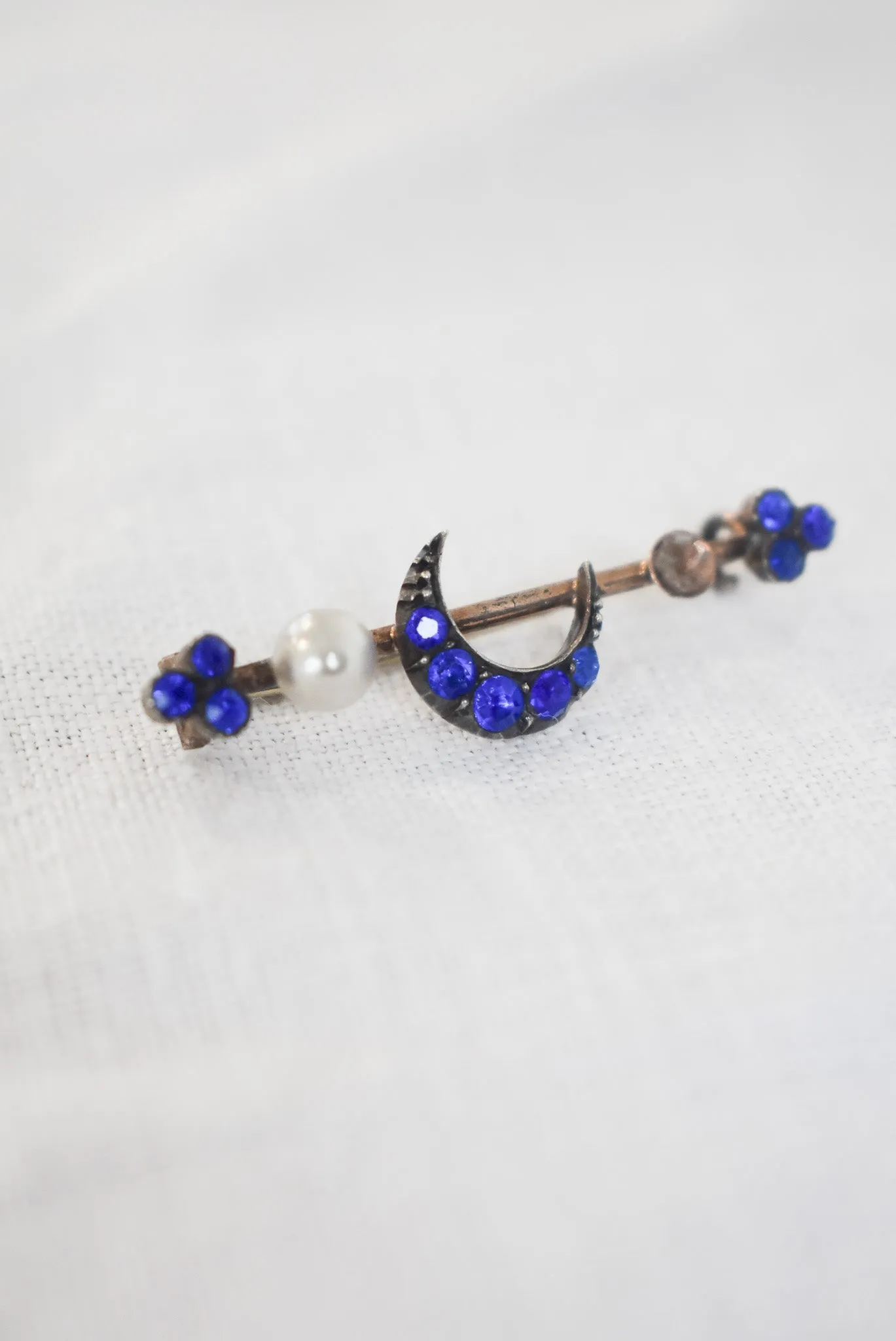 Crescent moon early 1900's vintage brooch