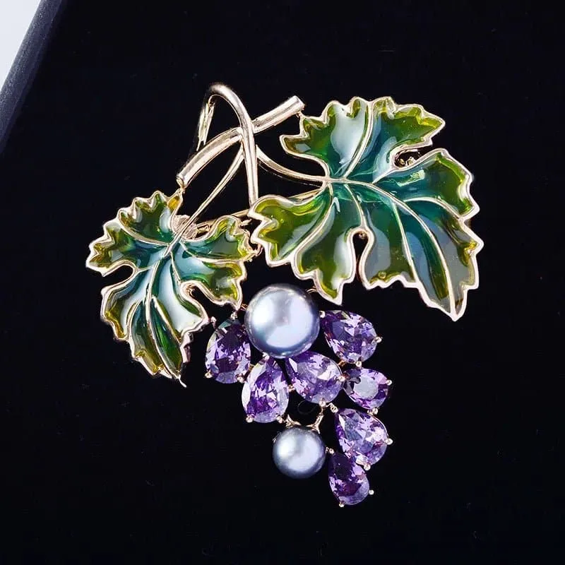 Cubic Zircon Fruit Brooch