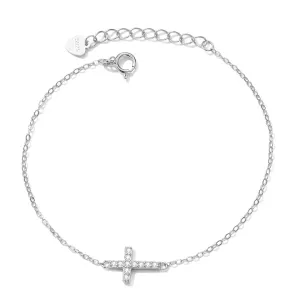Dainty Sparkling Cross Bracelet