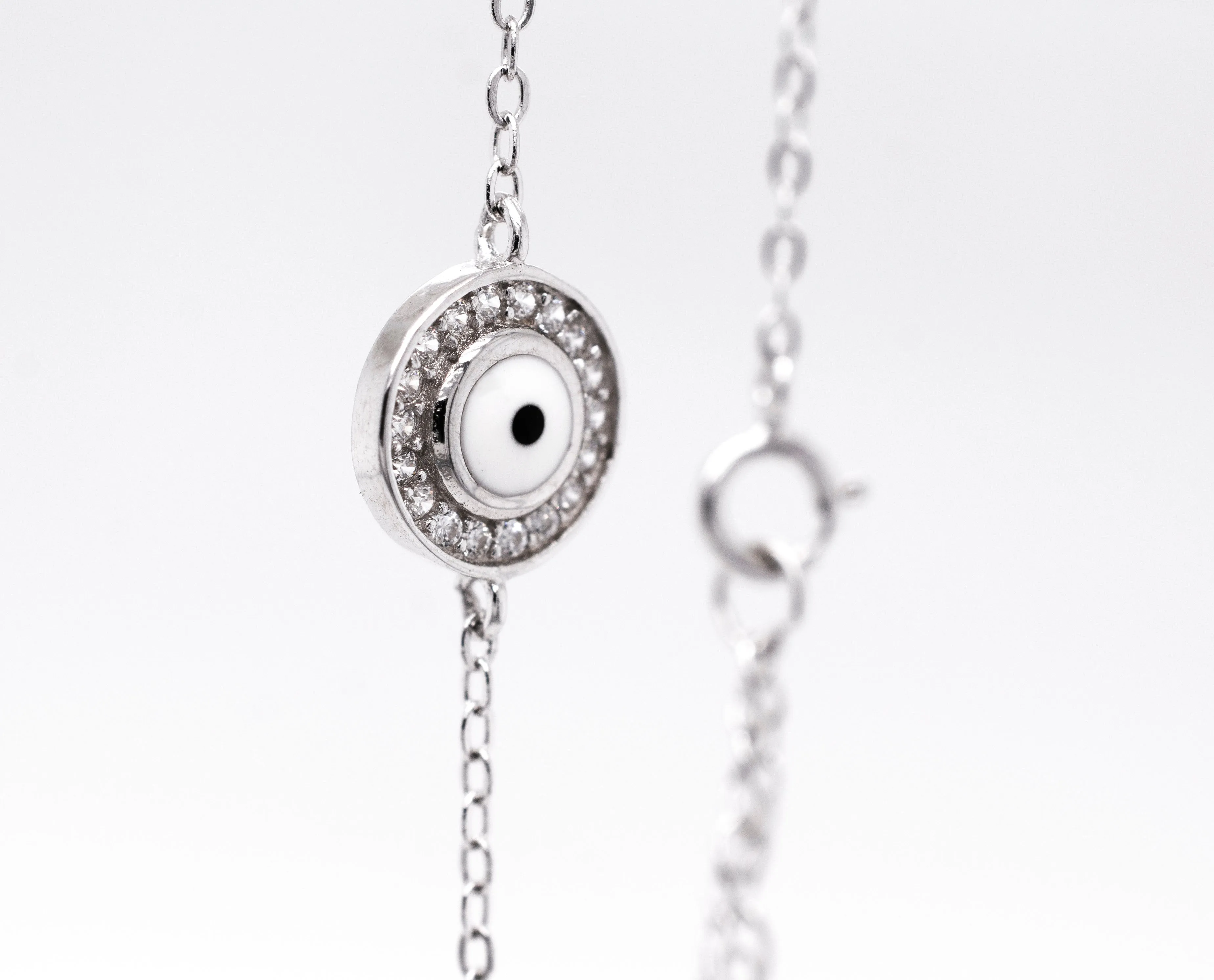 Delicate Cubic Zirconia Evil Eye Bracelet