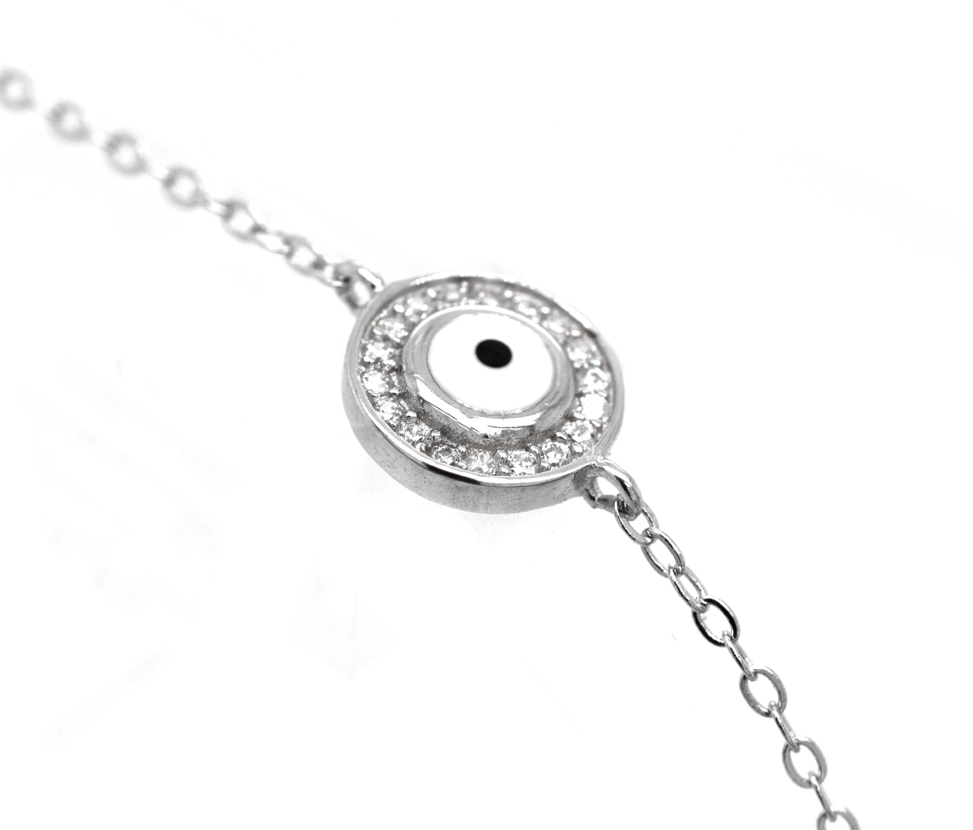 Delicate Cubic Zirconia Evil Eye Bracelet