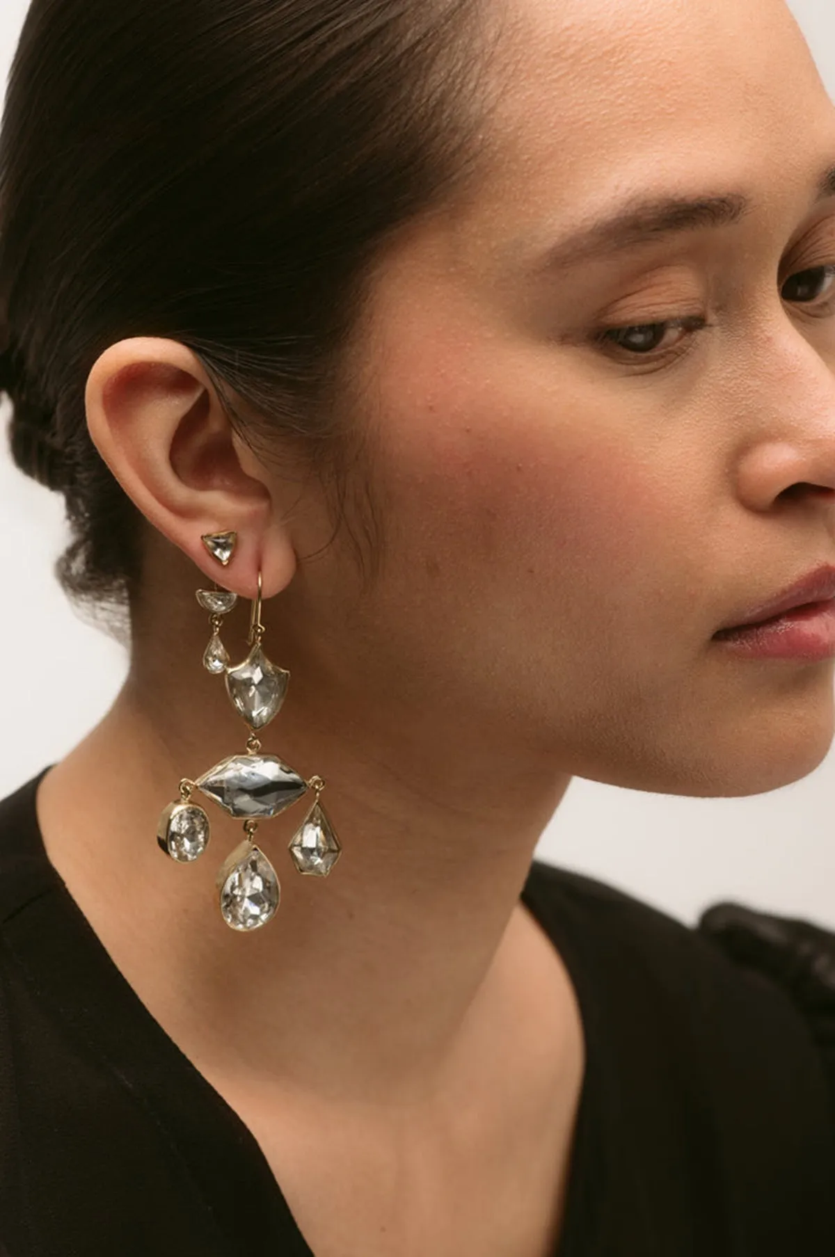 Detachable Victorian Drop Rhinestone Earrings