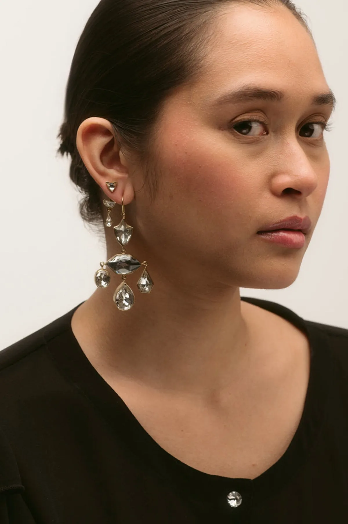 Detachable Victorian Drop Rhinestone Earrings