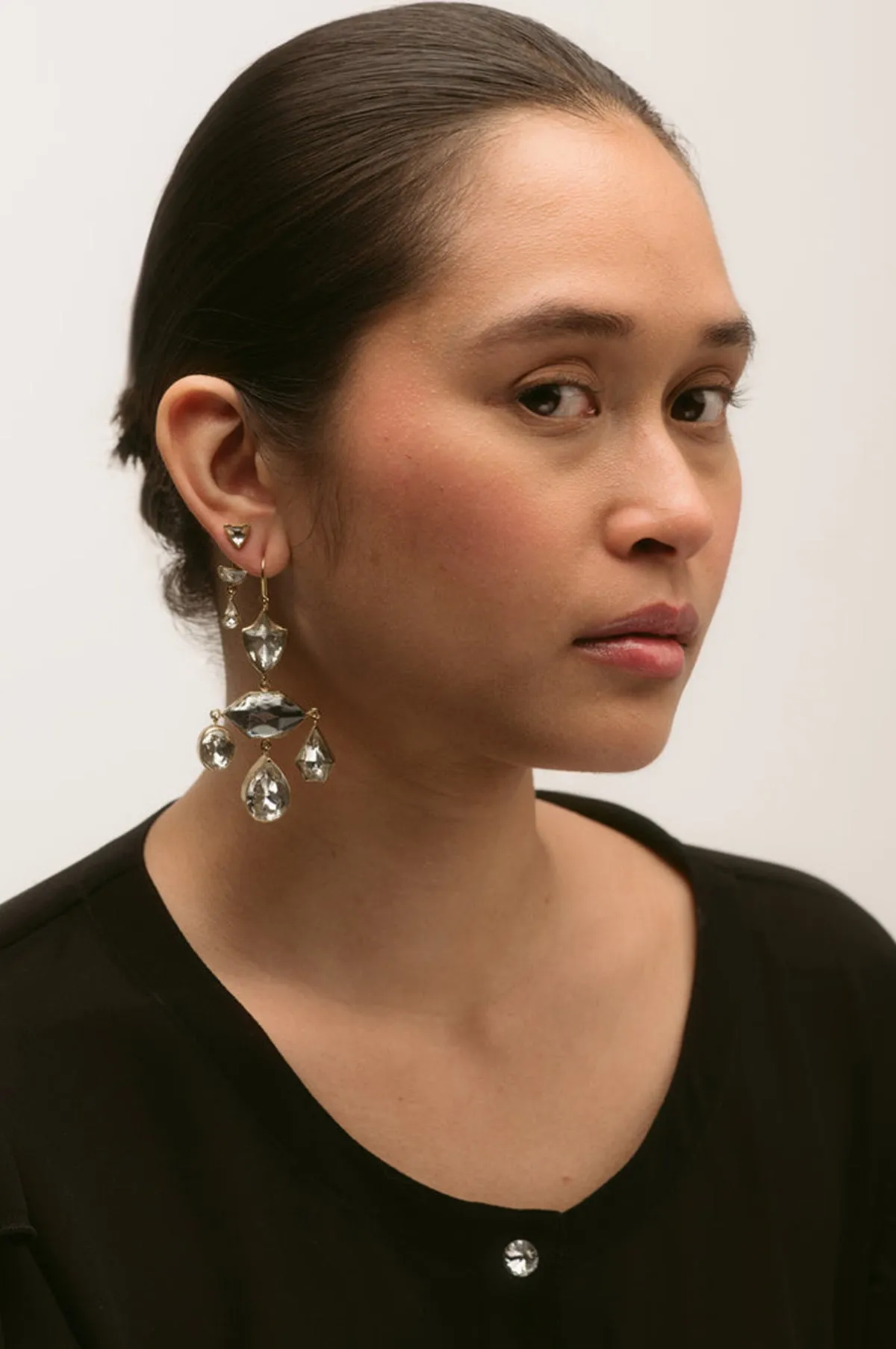 Detachable Victorian Drop Rhinestone Earrings