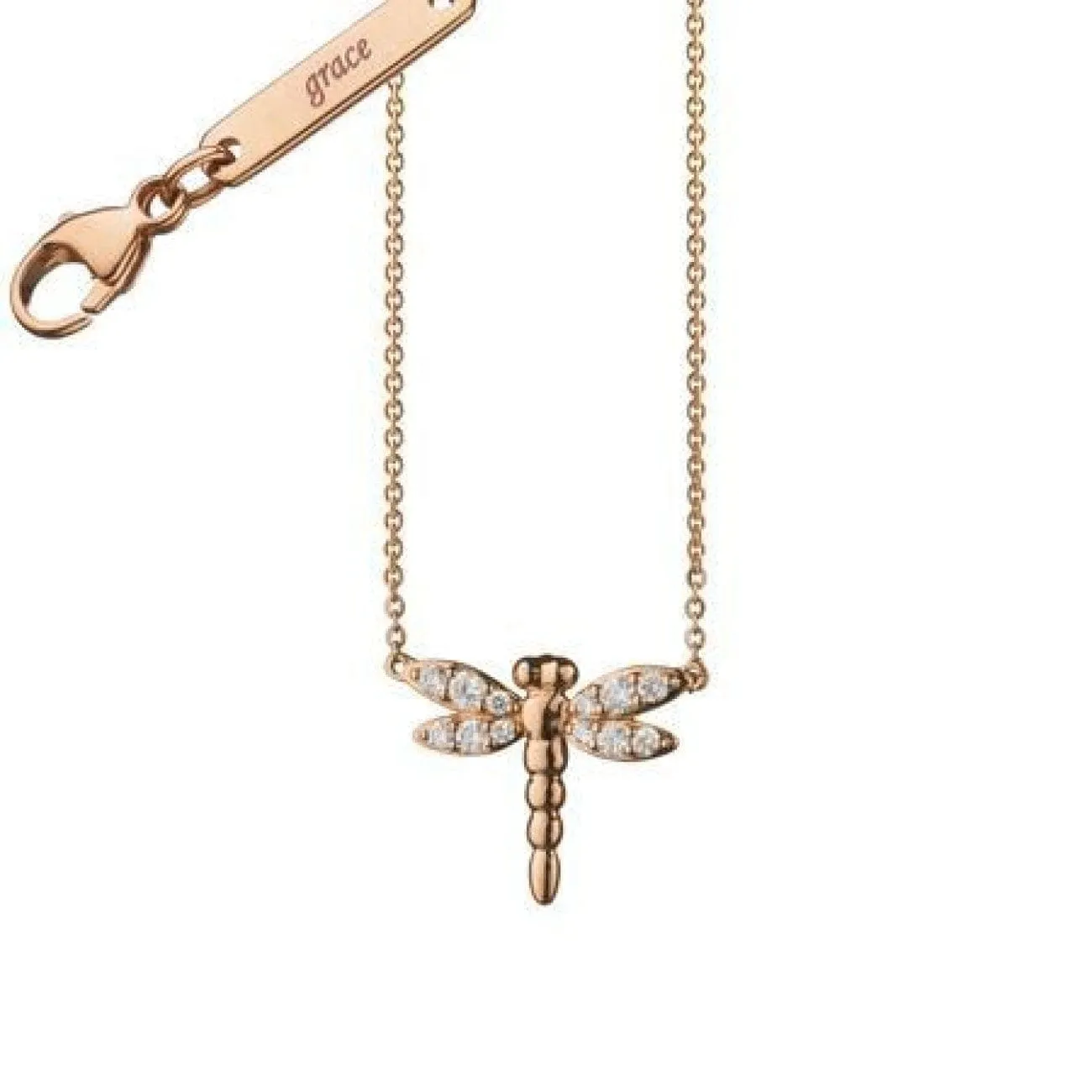 DIAMOND CRITTER DRAGONFLY "GRACE" CHARM NECKLACE
