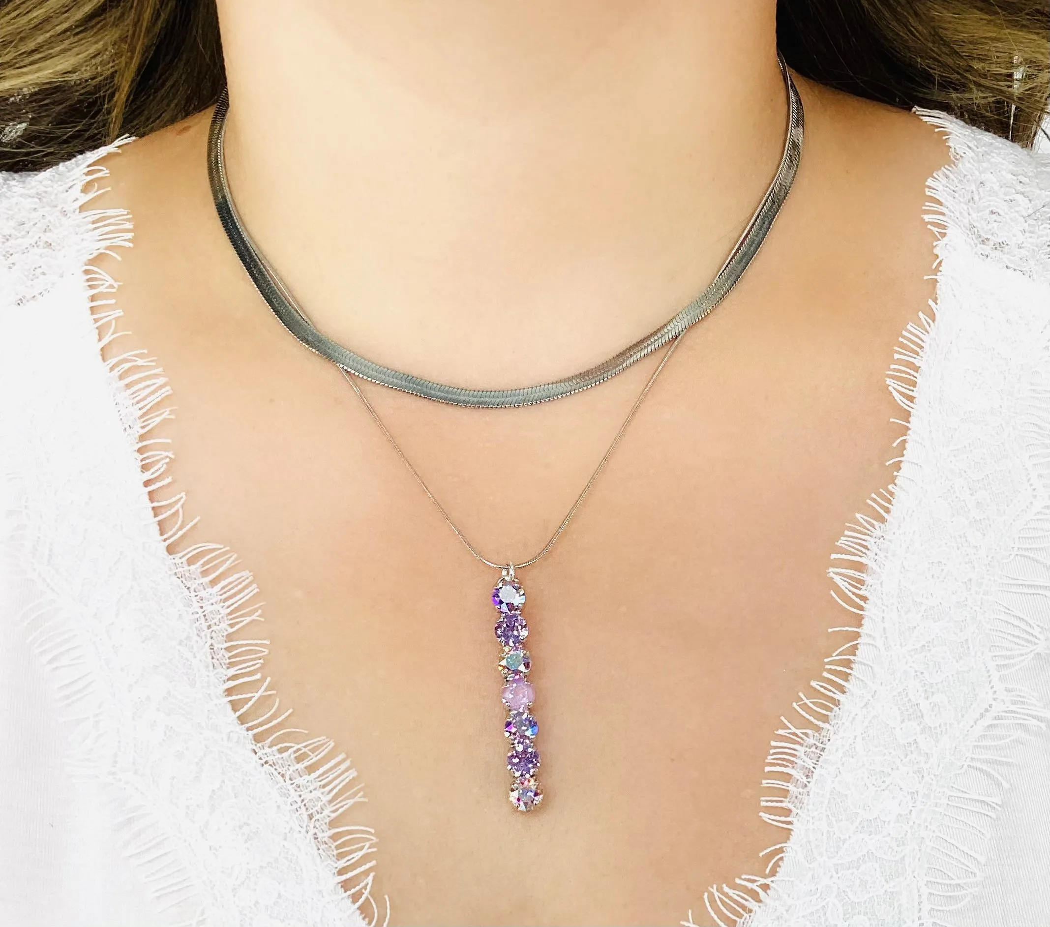 Double Pendant Necklace in Purple Hues
