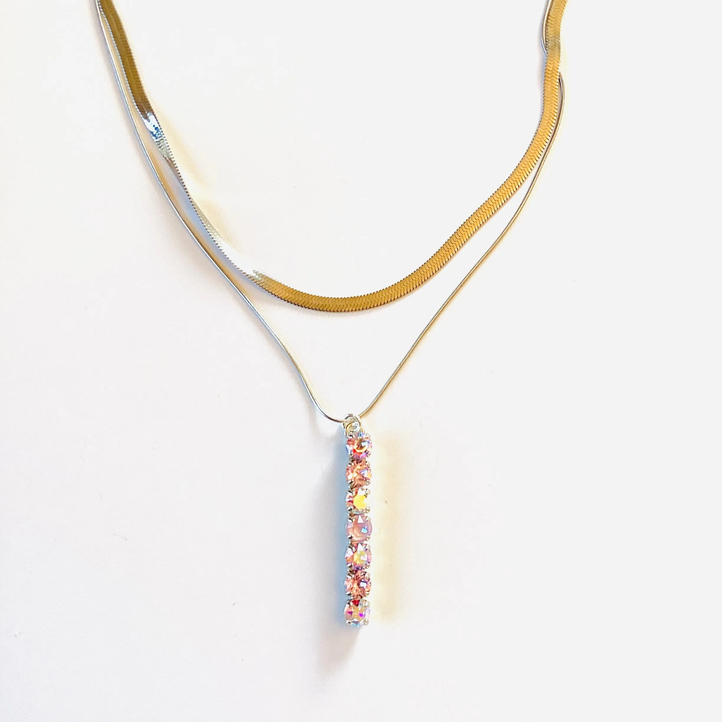 Double Pendant Necklace in Purple Hues