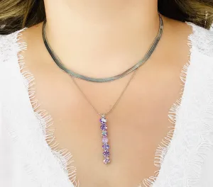 Double Pendant Necklace in Purple Hues