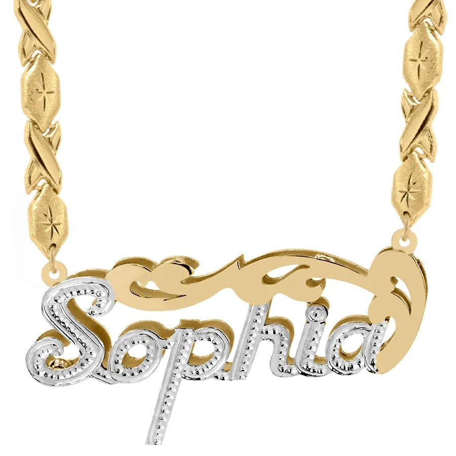 Double Plated Nameplate Necklace Sophia