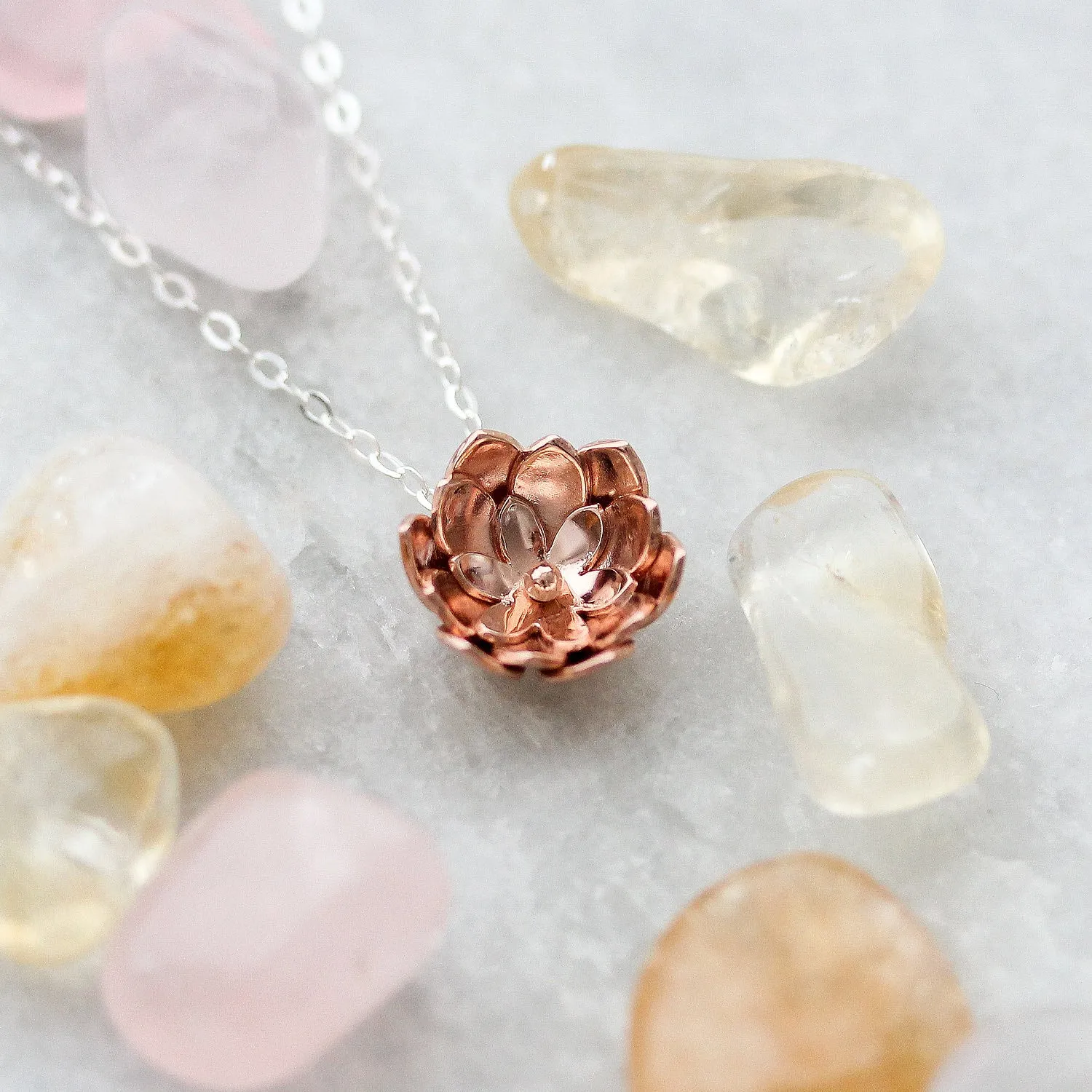 Double Tulip Rose Gold Pendant Necklace