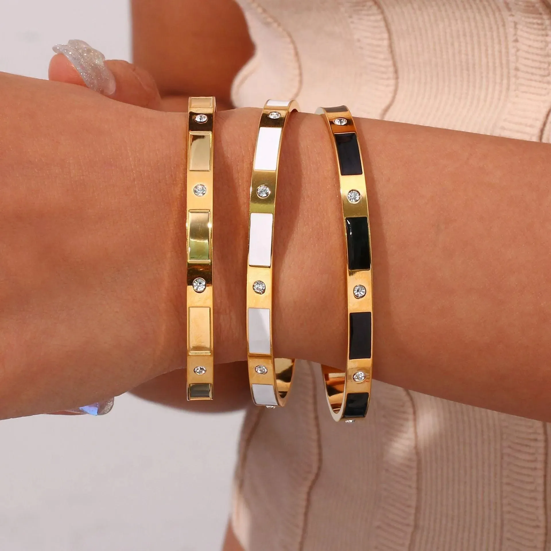 Elegant Geometric Bangle Bracelets with Sparkling Cubic Zirconia – Bold Fashion for Women