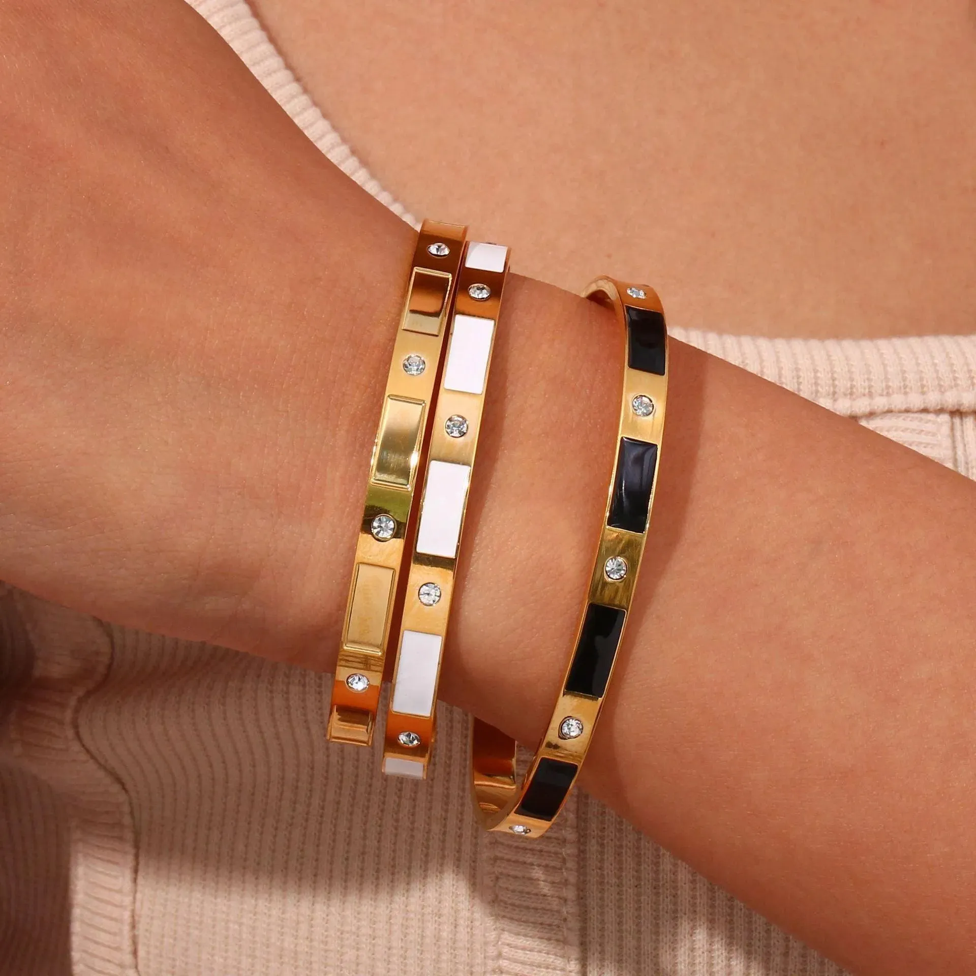 Elegant Geometric Bangle Bracelets with Sparkling Cubic Zirconia – Bold Fashion for Women