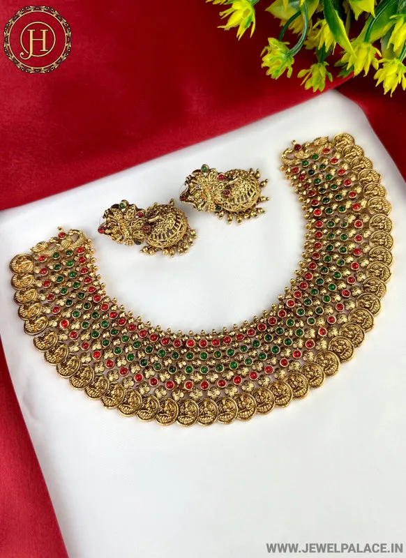 Elegant Gold Plated Designer Necklace With Earrings JH2370