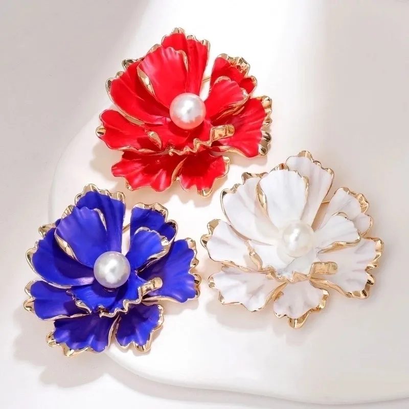 Elegant Pin Flower Alloy Enamel Women'S Brooches