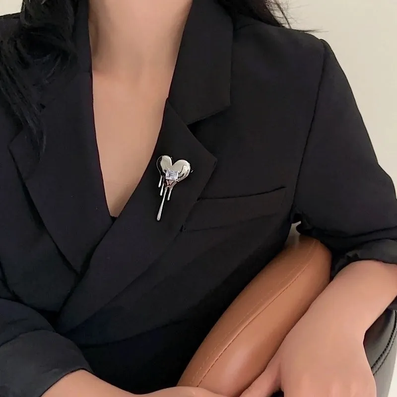 Elegant Simple Style Heart Shape Alloy Plating Inlay Zircon Women's Brooches 1 Piece