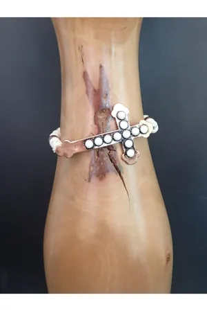 Emma White And Copper Turquoise Cross Bracelets
