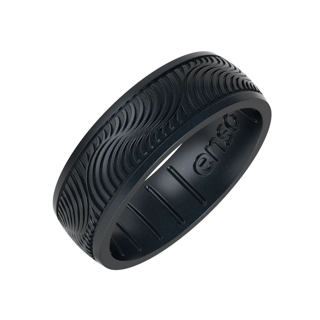 Etched Signature Silicone Ring - Tides - Black Pearl