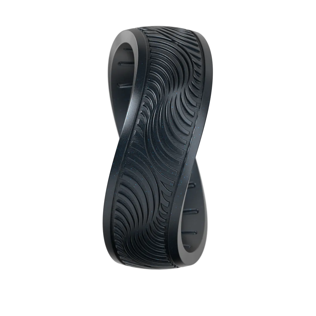 Etched Signature Silicone Ring - Tides - Black Pearl