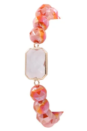 Faceted Bead Glass Jewel Stretch Bracelet