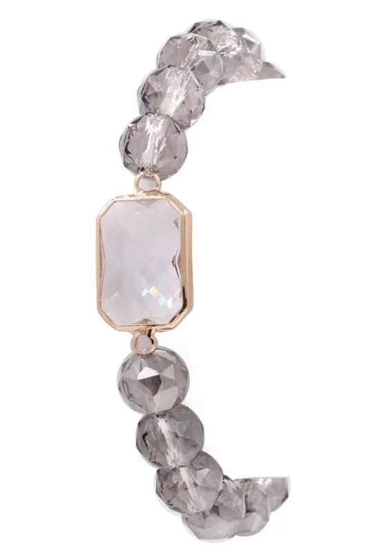 Faceted Bead Glass Jewel Stretch Bracelet