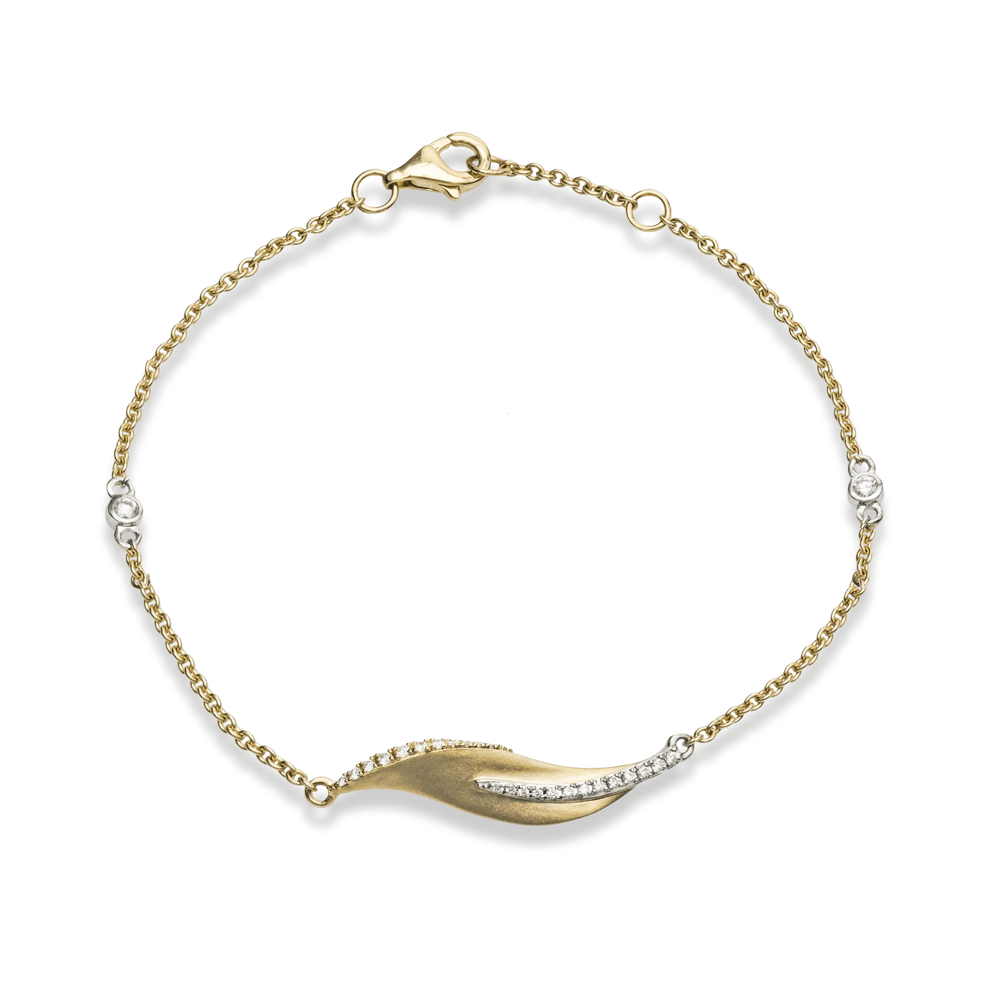 Fallen Leaves Bracelet in 18k Gold with Diamonds LB2282_WHITE_18K_X