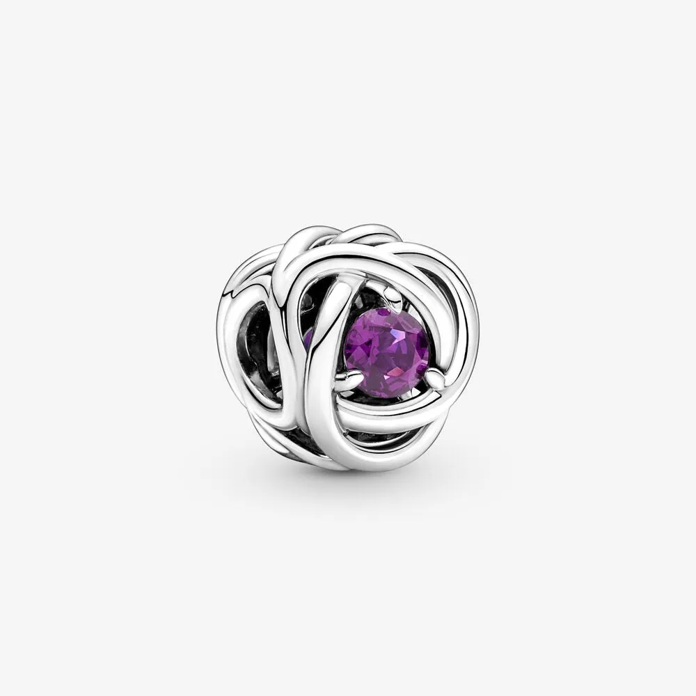 February Purple Eternity Circle Charm