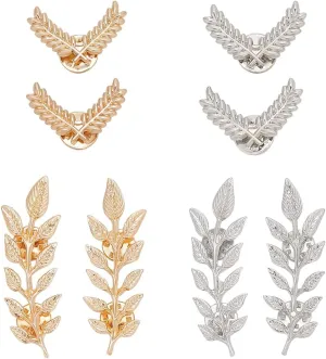 FINGERINSPIRE 8Pcs Wheat Leaf Suit Clip Elegant Double Leaf Wheat Collar Pin Brooch Gold Silver Suit Collar Brooch Gentlemen Suit Brooches DIY Decorative Breastpin for Suits Jackets Clothes Dress
