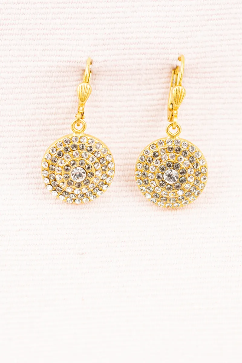 French Round Crystal Pavé Earrings