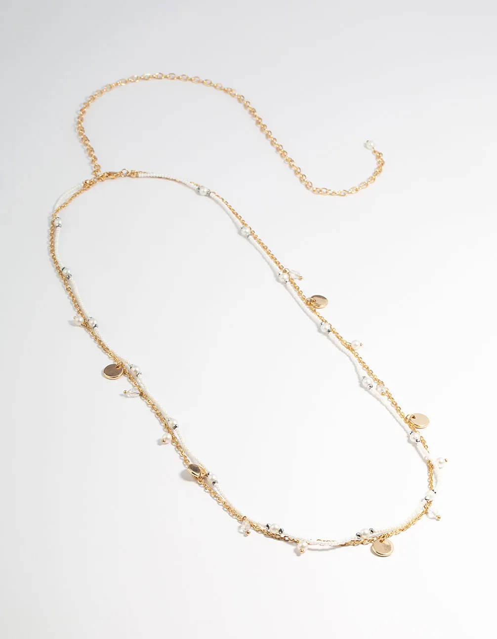 Gold Double Layer Pearl Twist Waist Chain