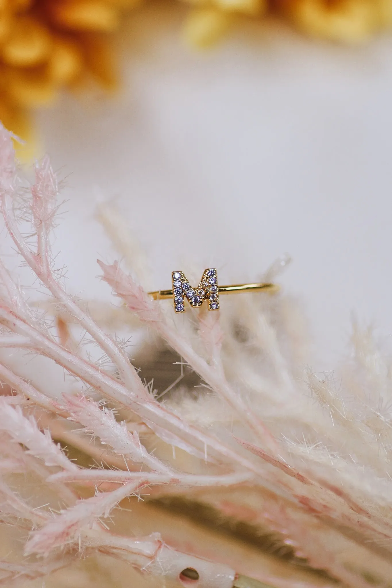 Gold M Initial Ring