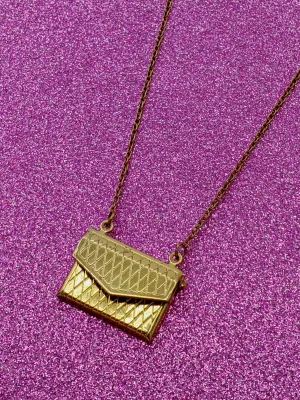 Gold Metal Envelope Locket Necklace