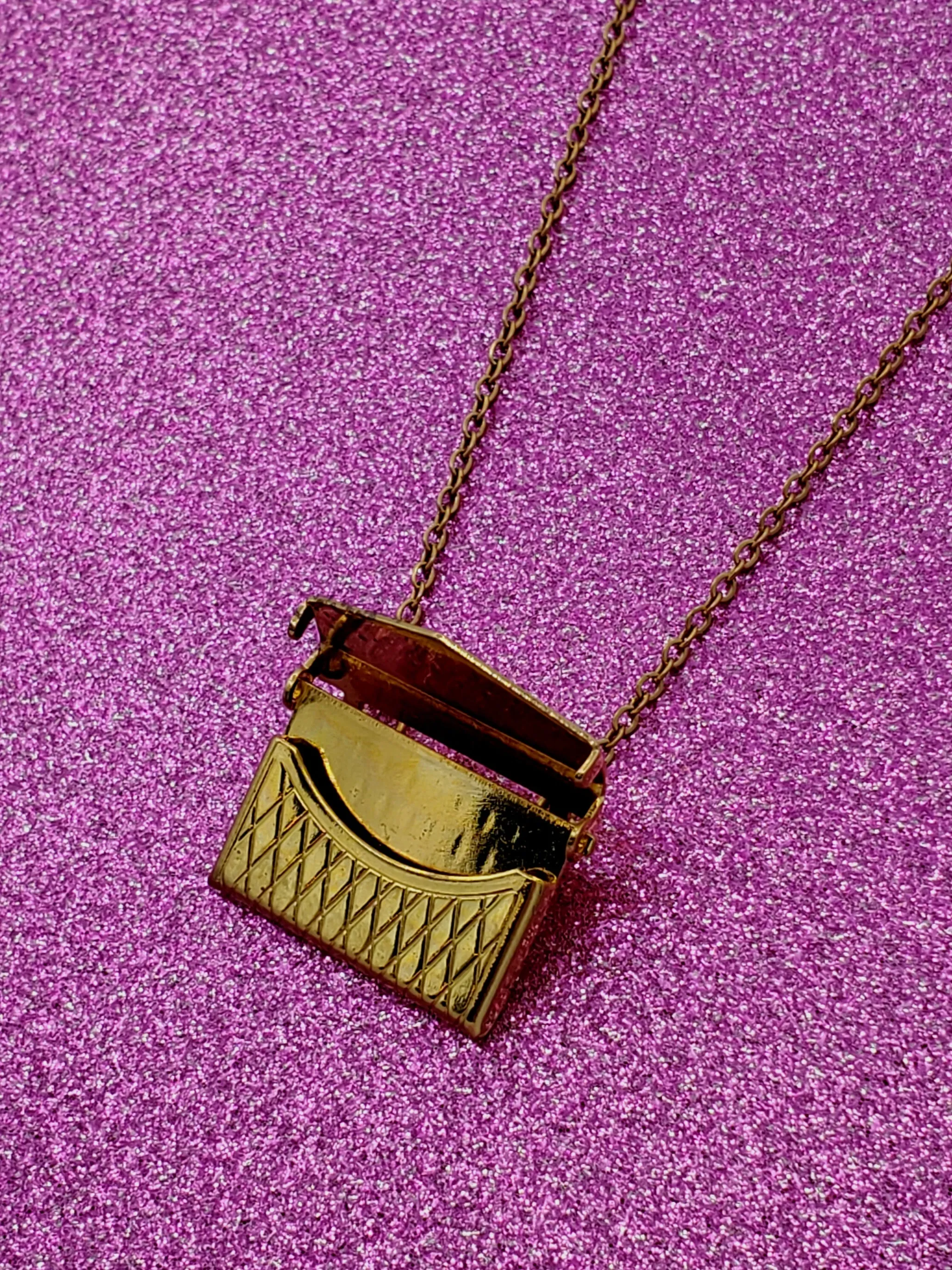 Gold Metal Envelope Locket Necklace