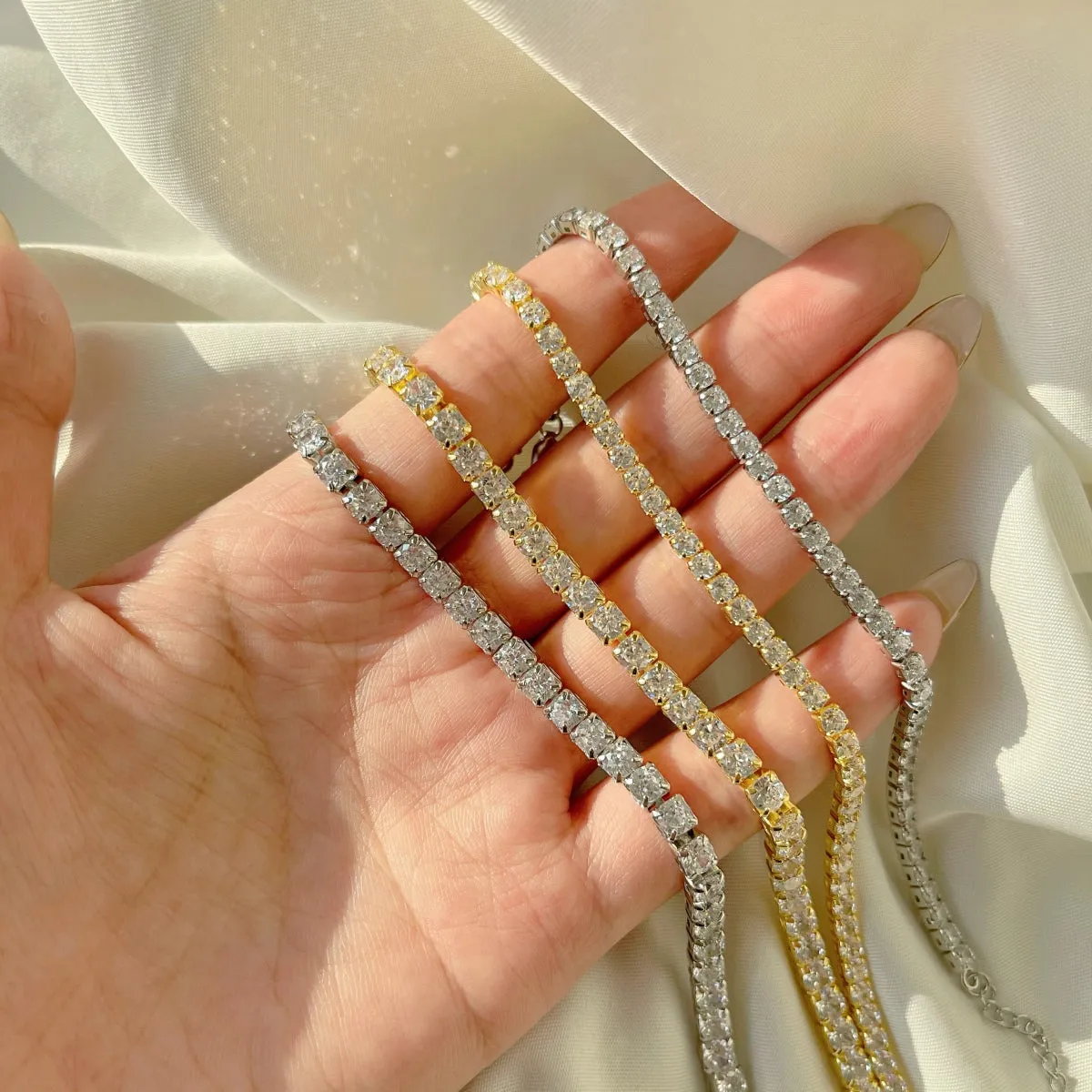 [Goodv]Sparkling Radiant Princess Cut Tennis Bracelet