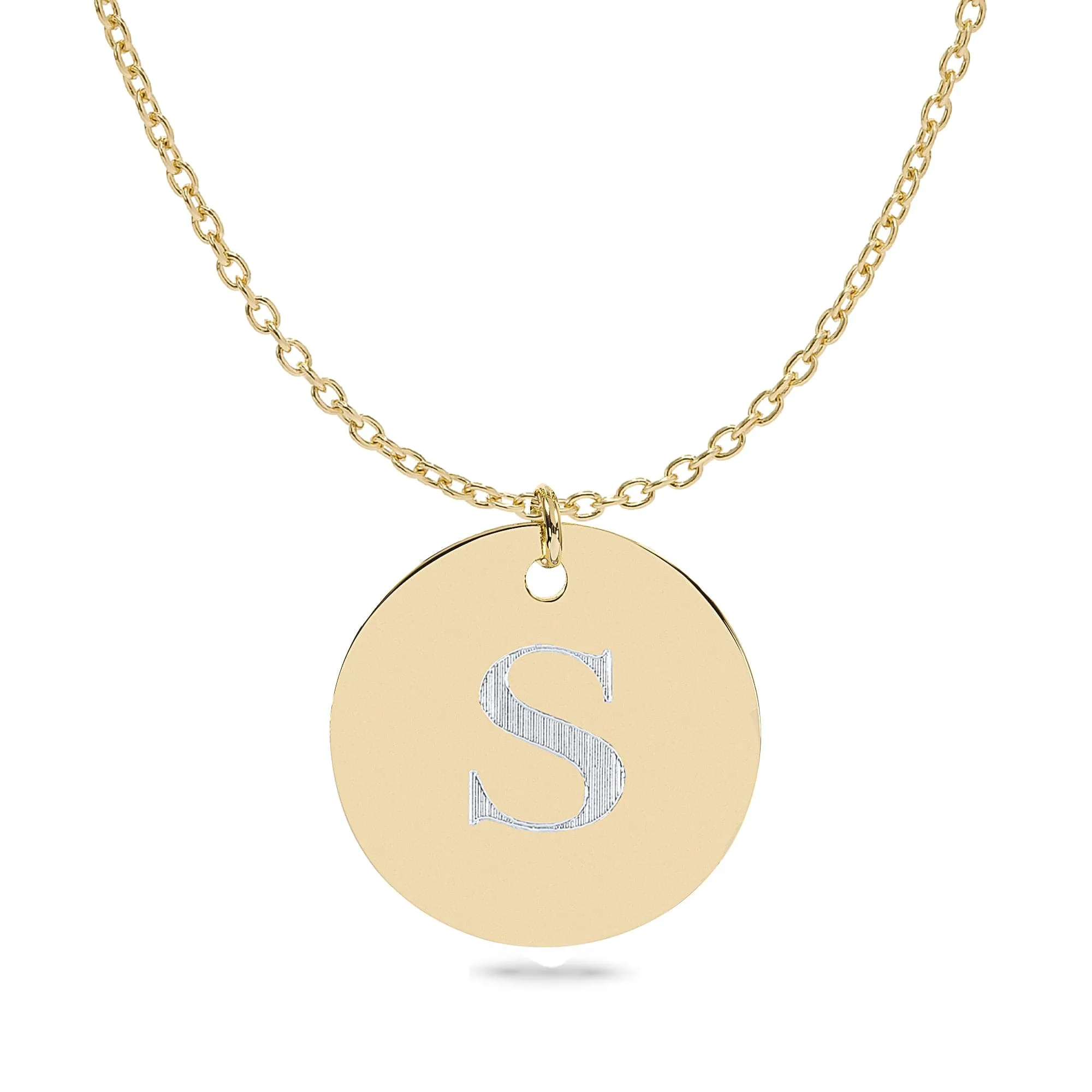 Hanging Round Disc With Engraved Initial