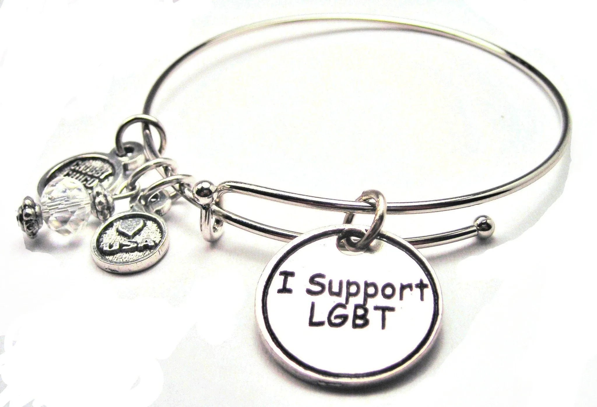 I Support LGBT Bangle Bracelet