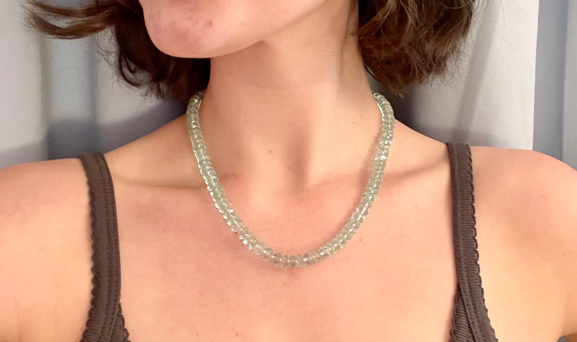 Italian aquamarine cut glass stunning necklace....