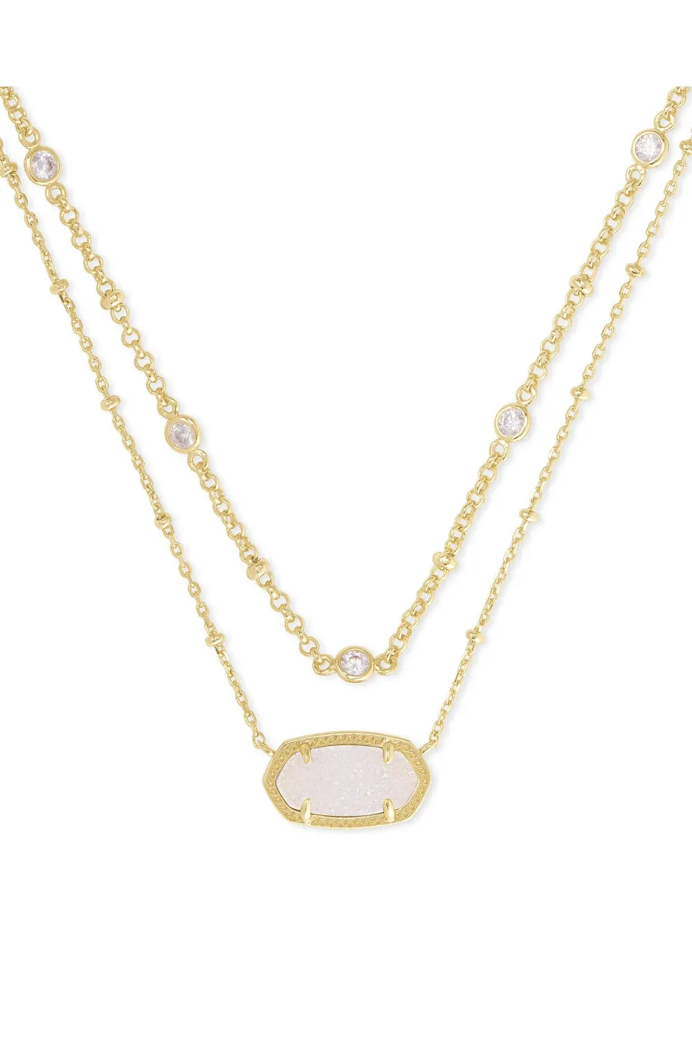 Kendra Scott: Elisa Gold Multi Strand Necklace - Iridescent Drusy